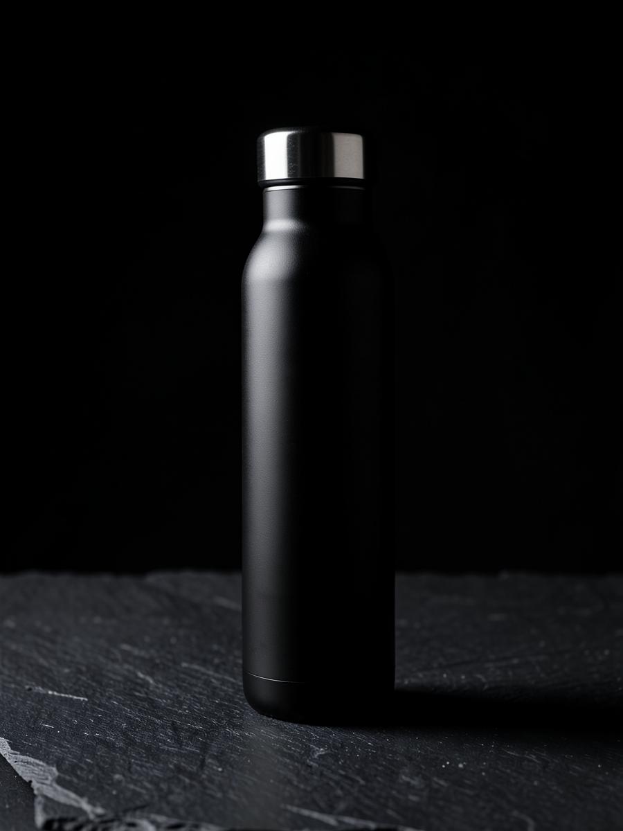 Matte black insulated water bottle
